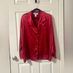 Dress barn Silky Red Long Sleeve Blouse